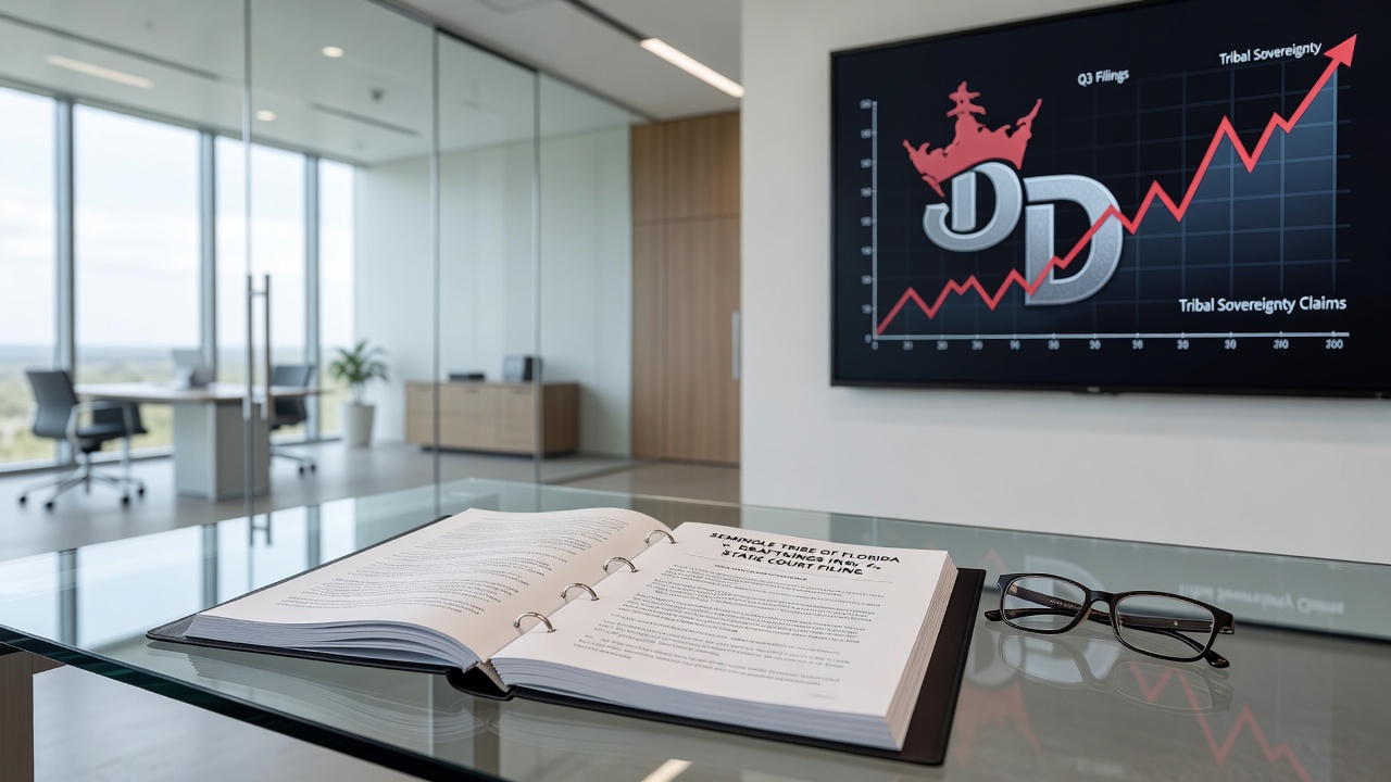 Courtroom scene representing the Seminole Tribe legal proceedings against DraftKings